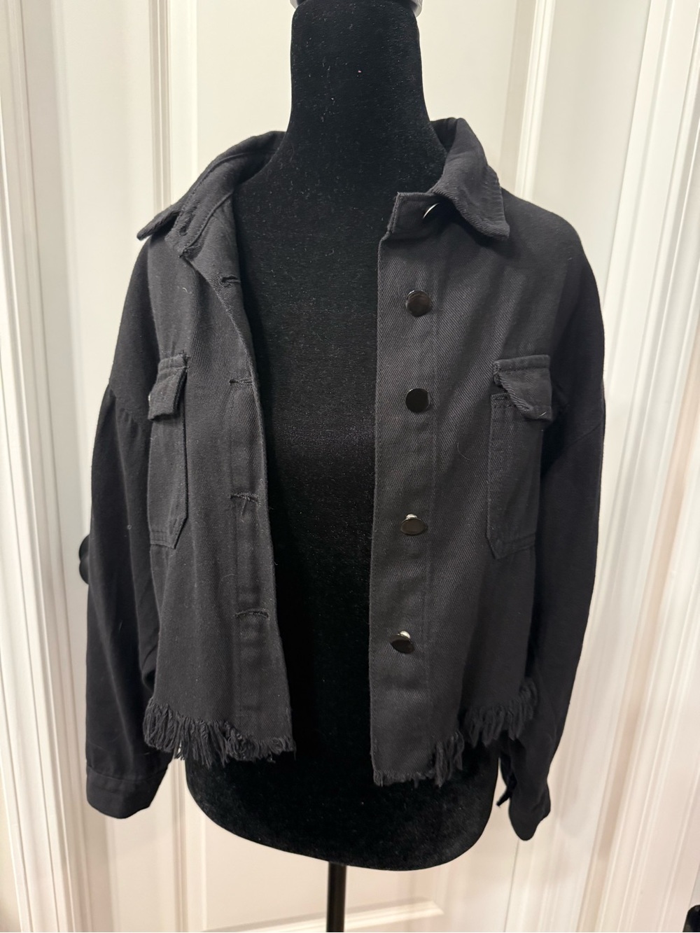 Black Cropped Denim Jacket